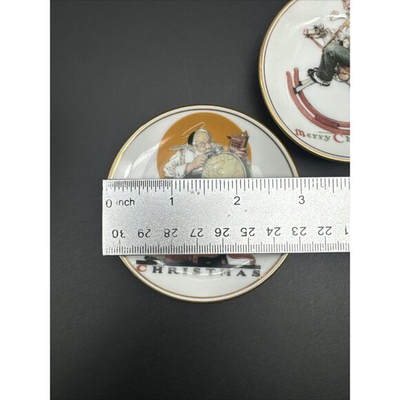 Vintage 80’s Norman Rockwell Mini Santa Trinket Plates Limited Edition Christmas - Picture 2 of 8